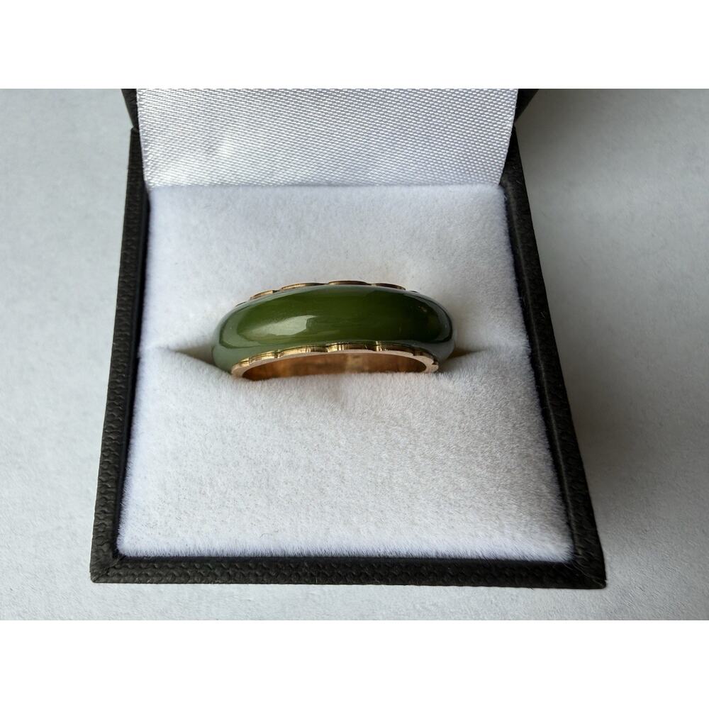 14k Solid Yellow Gold Eternity Jade Band New Never Worn